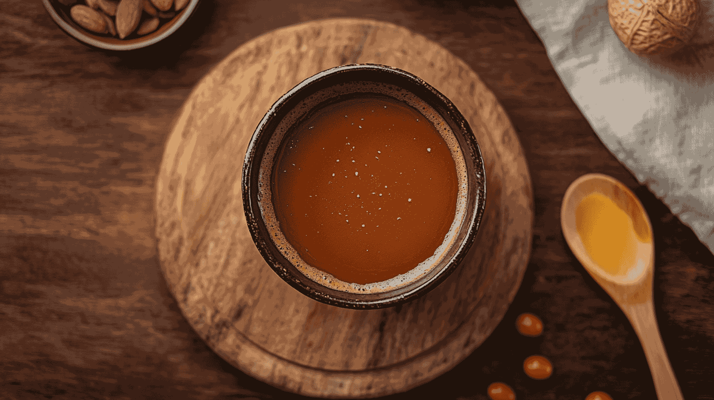 Tall glass of how to make tamarind juice with fresh pods nearby