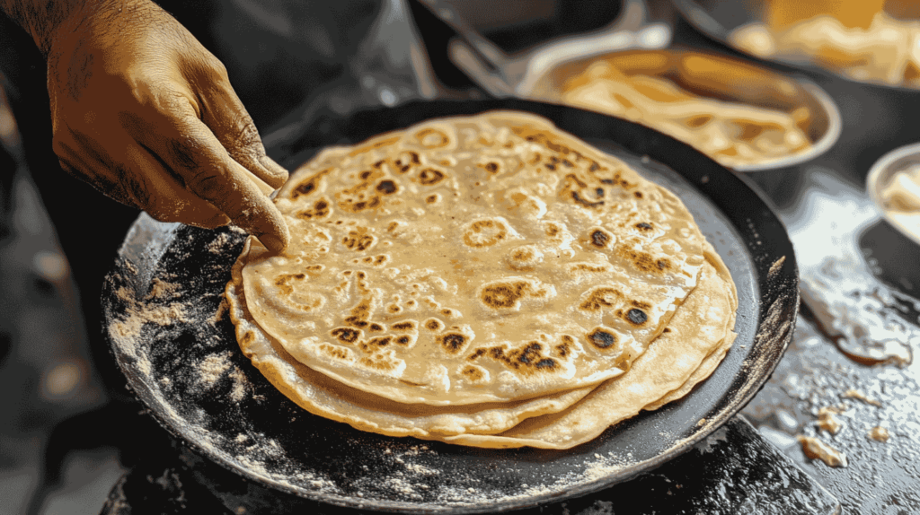 Soft and flaky making guyanese roti