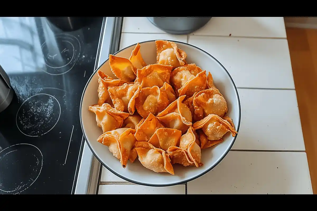 Fresh Prawn Wontons served on a plate